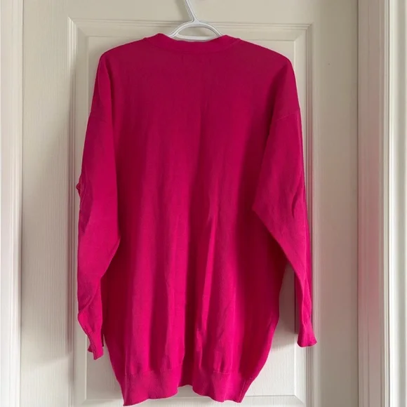 100% cotton Jones New York Hot Pink V-Neck Cardigan - Picture 4 of 4
